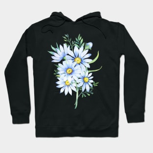 Bouquet of daisies, watercolor illustration. Chamomile floral arrangement of garden daisy flowers Hoodie